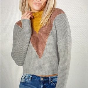 Funnel neck knit sweater